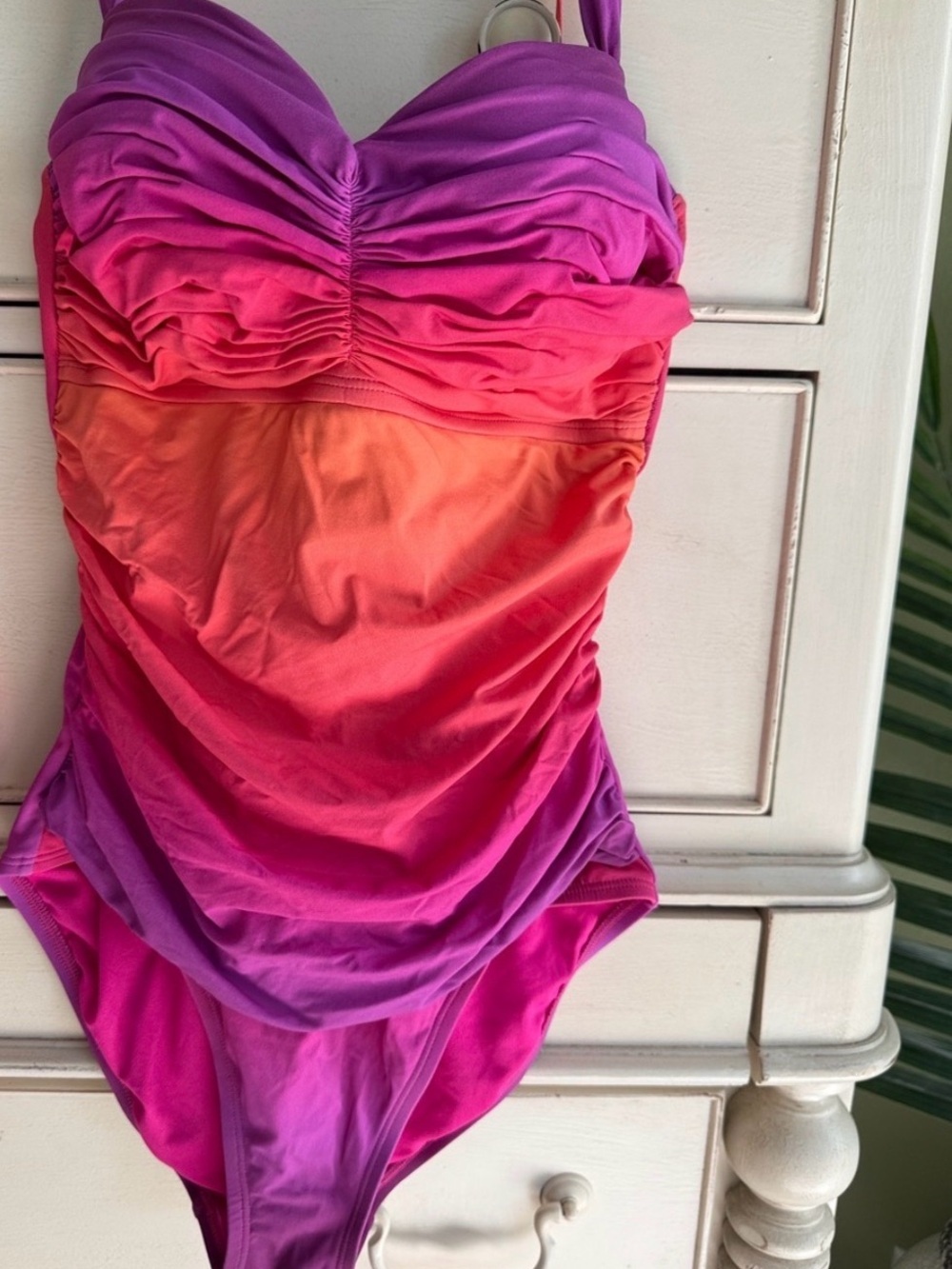 Bleu Rod Beattie Ombre Ruched One-Piece swimsuit size M